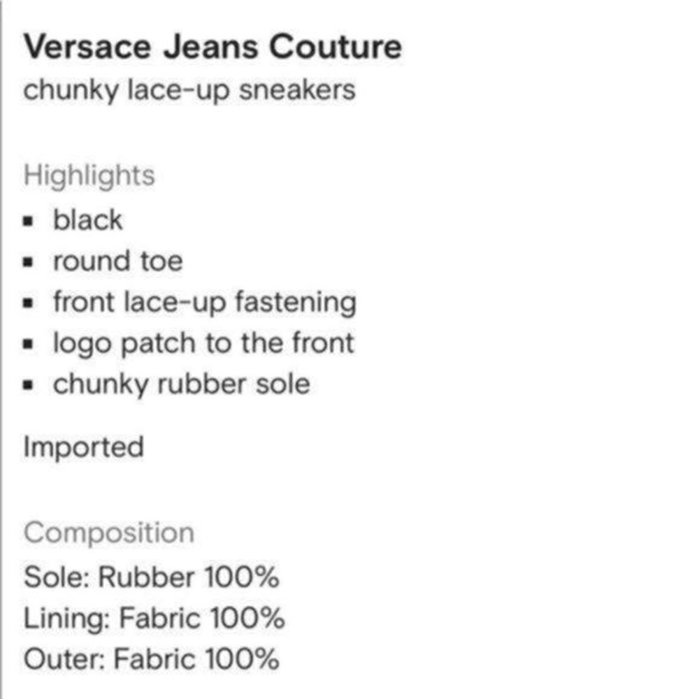 New Versace Jeans Couture chunky Lace-up Sneakers size 10.5 - Picture 6 of 6